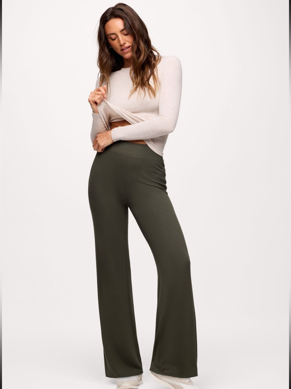 Nuuds Slinky Rib Streamline Pant, Darkest Olive, XS